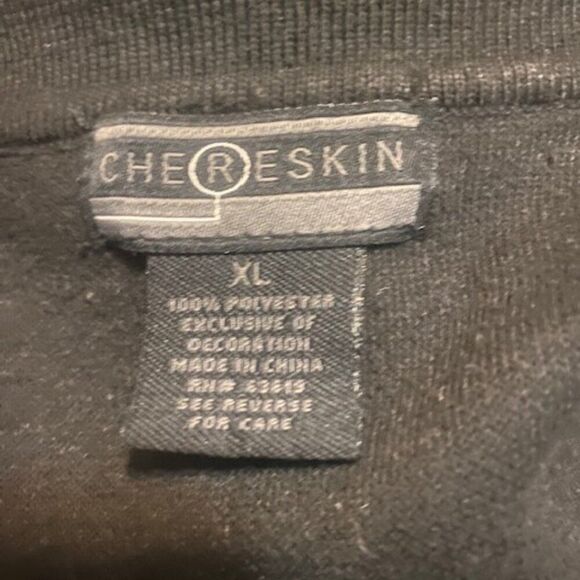 Chereskin Black/Blue/Gray stripe 1/4 button sweater, size XL - Picture 3 of 4